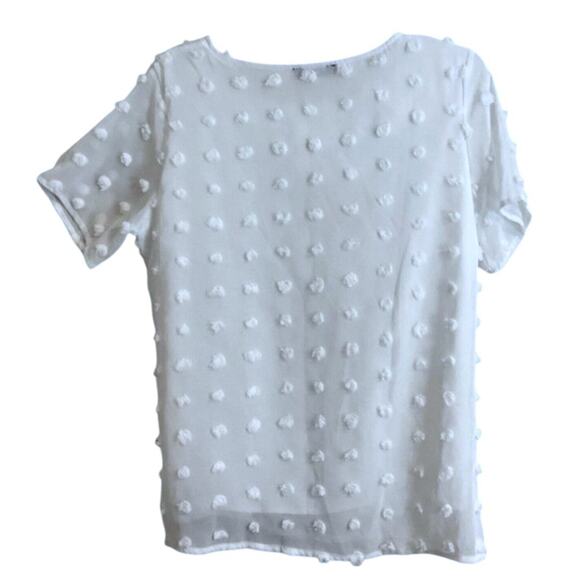 Camisa Women's White Swiss Dot Size S Lined Blouse Top Sheer Short Sleeves - Picture 6 of 7